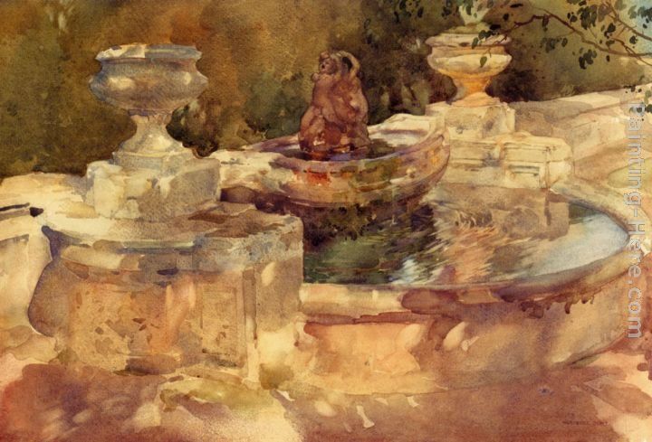 Sir William Russell Flint A Fountain At Frascati